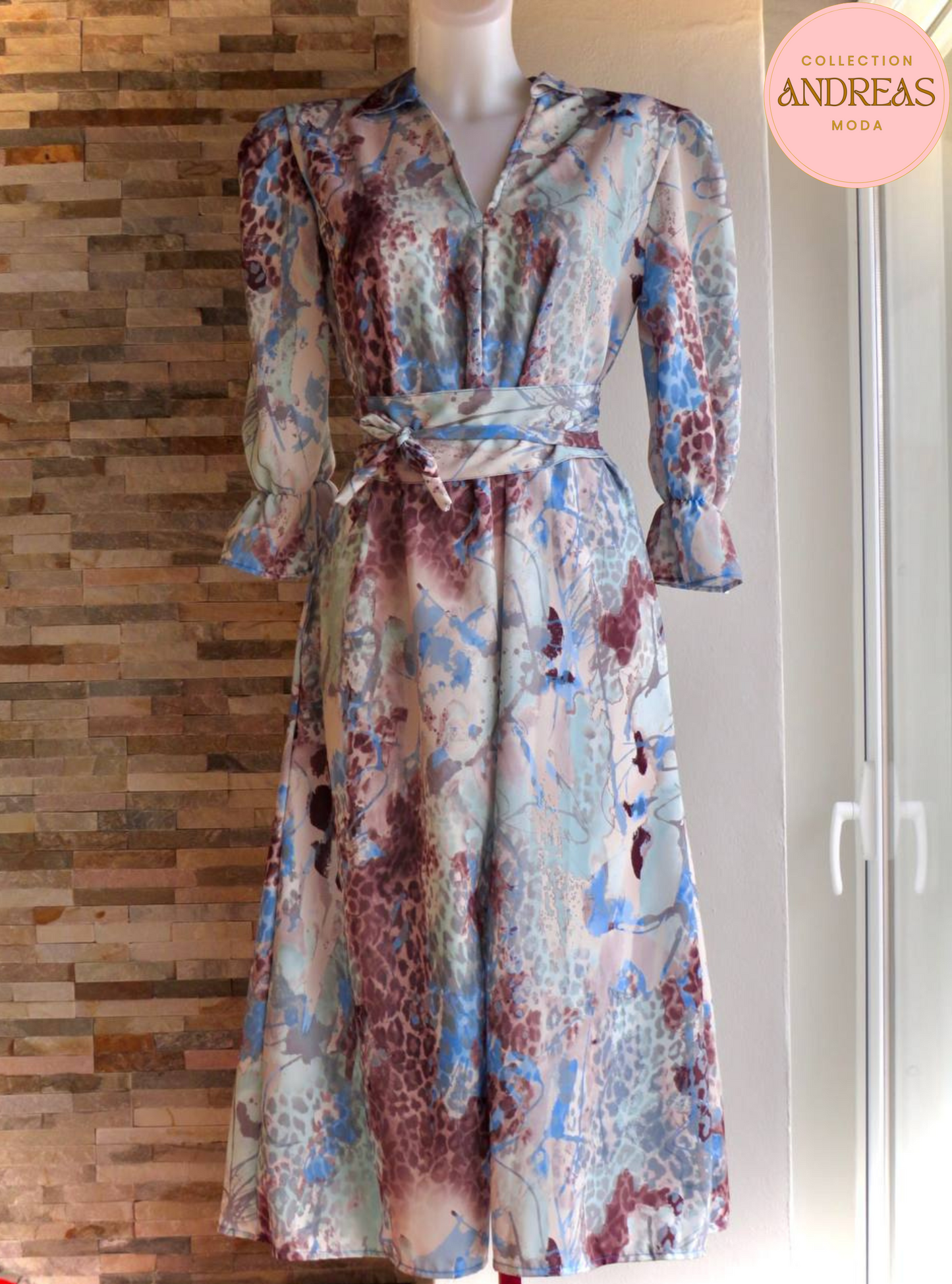 Vestido largo estampado azul