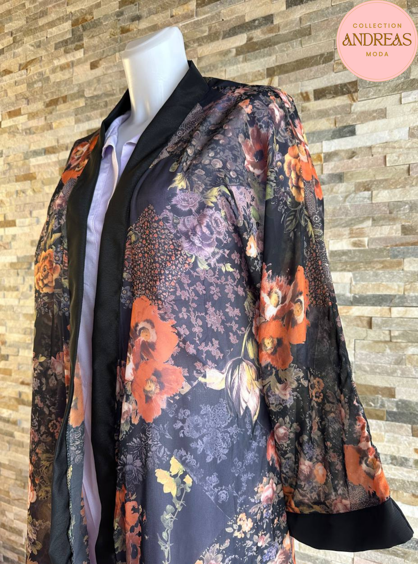 kimono con flores narandas