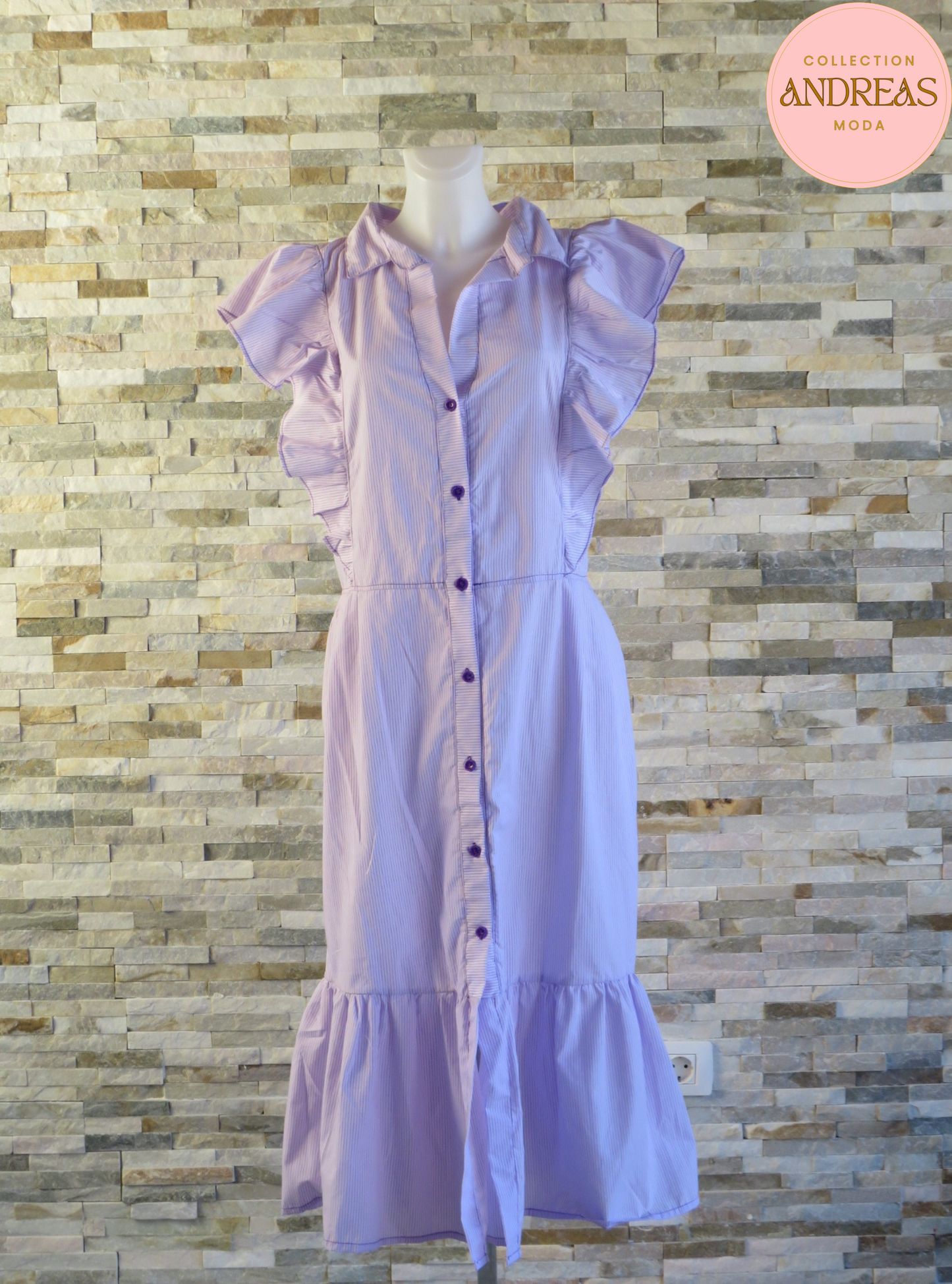 Vestido de algodon rayas moradas