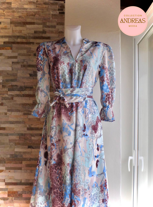 Vestido largo estampado azul