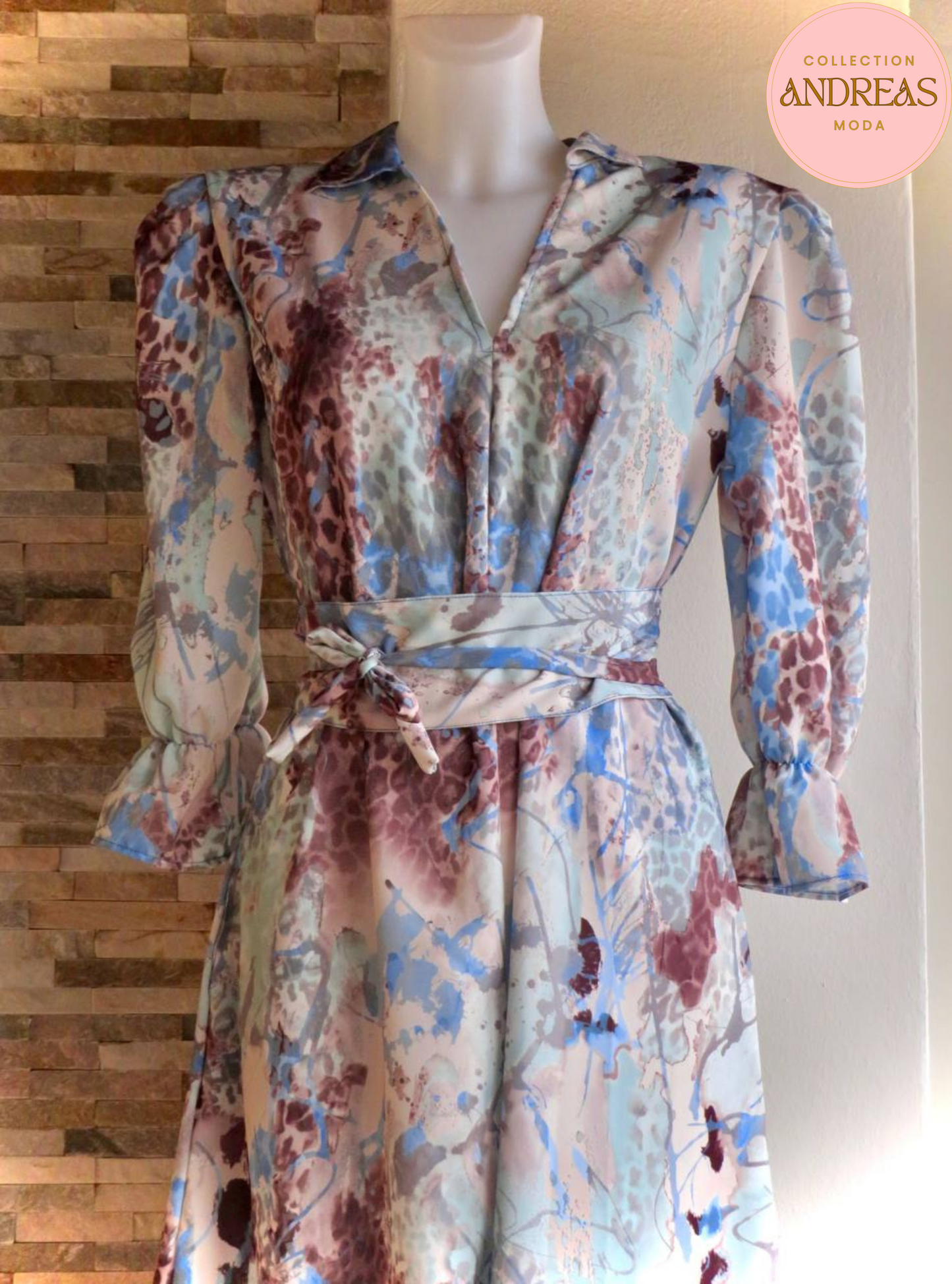 Vestido largo estampado azul