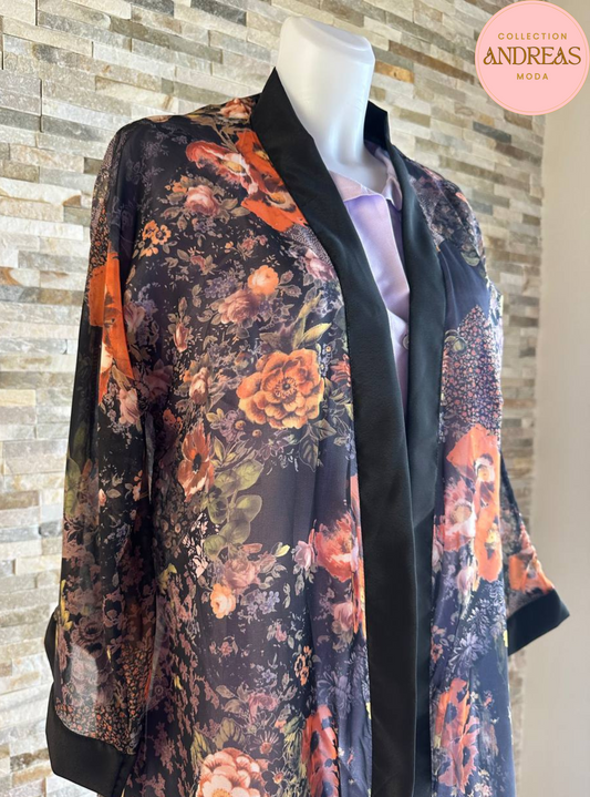 kimono con flores narandas