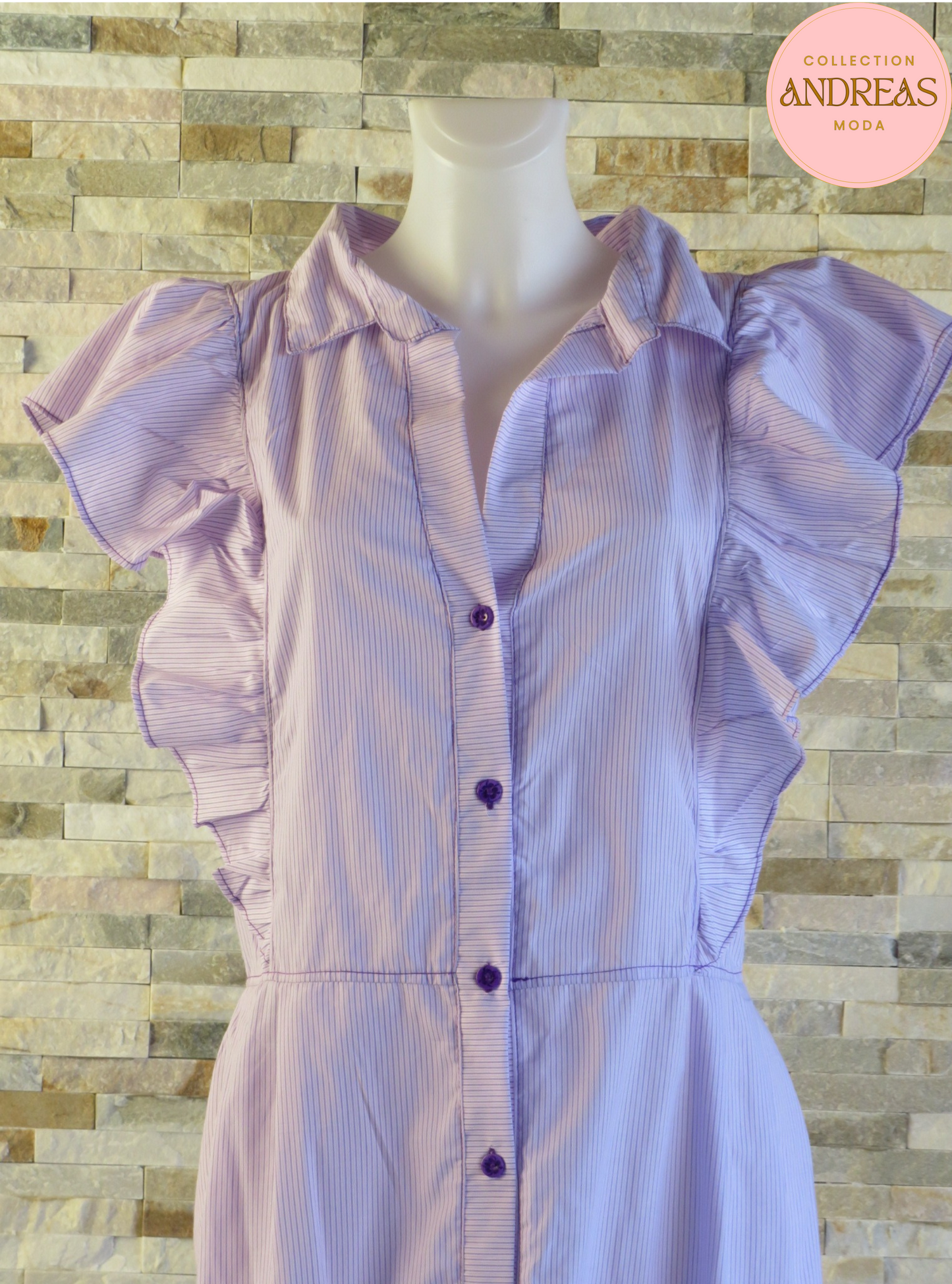 Vestido de algodon rayas moradas