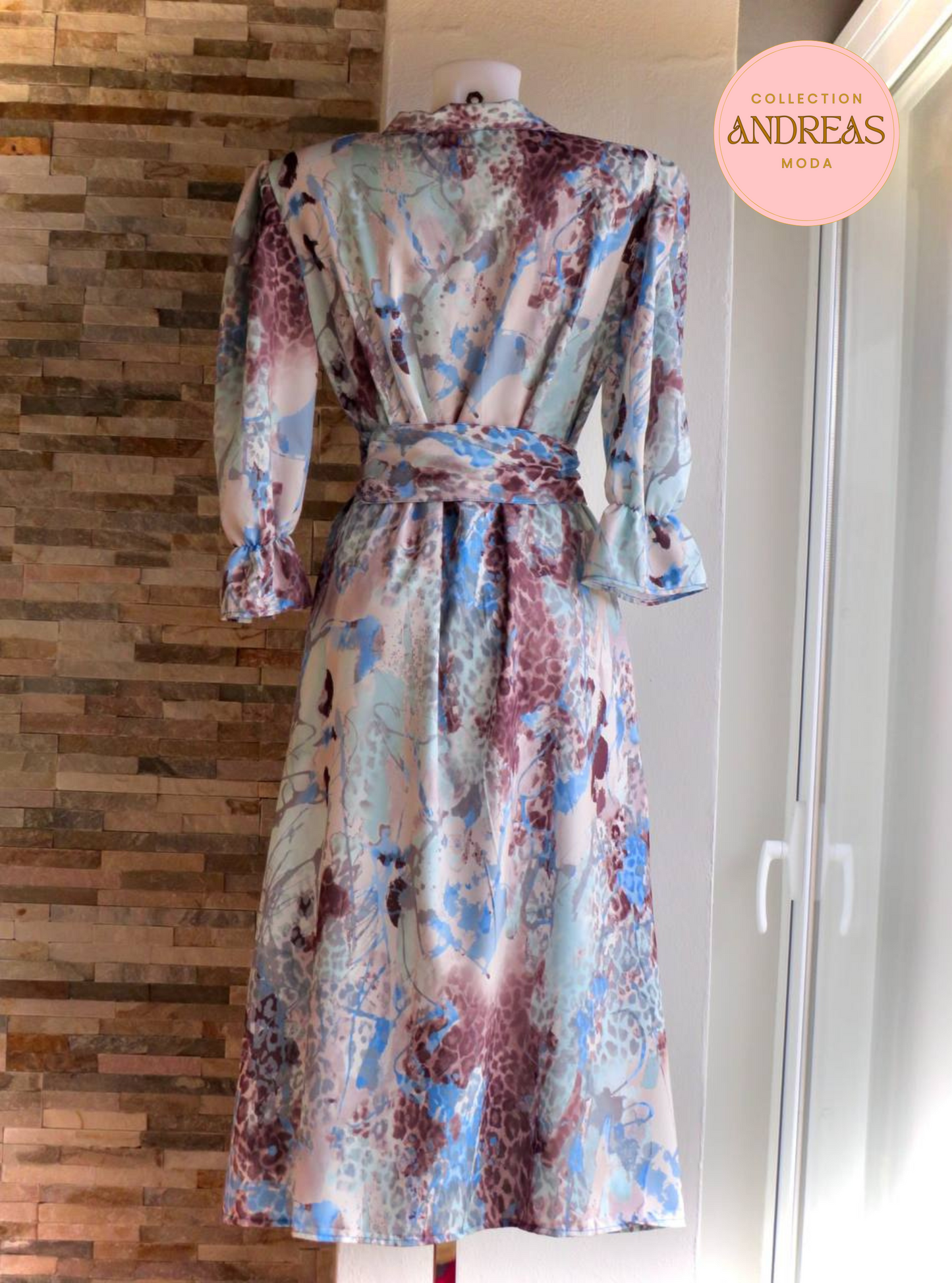 Vestido largo estampado azul