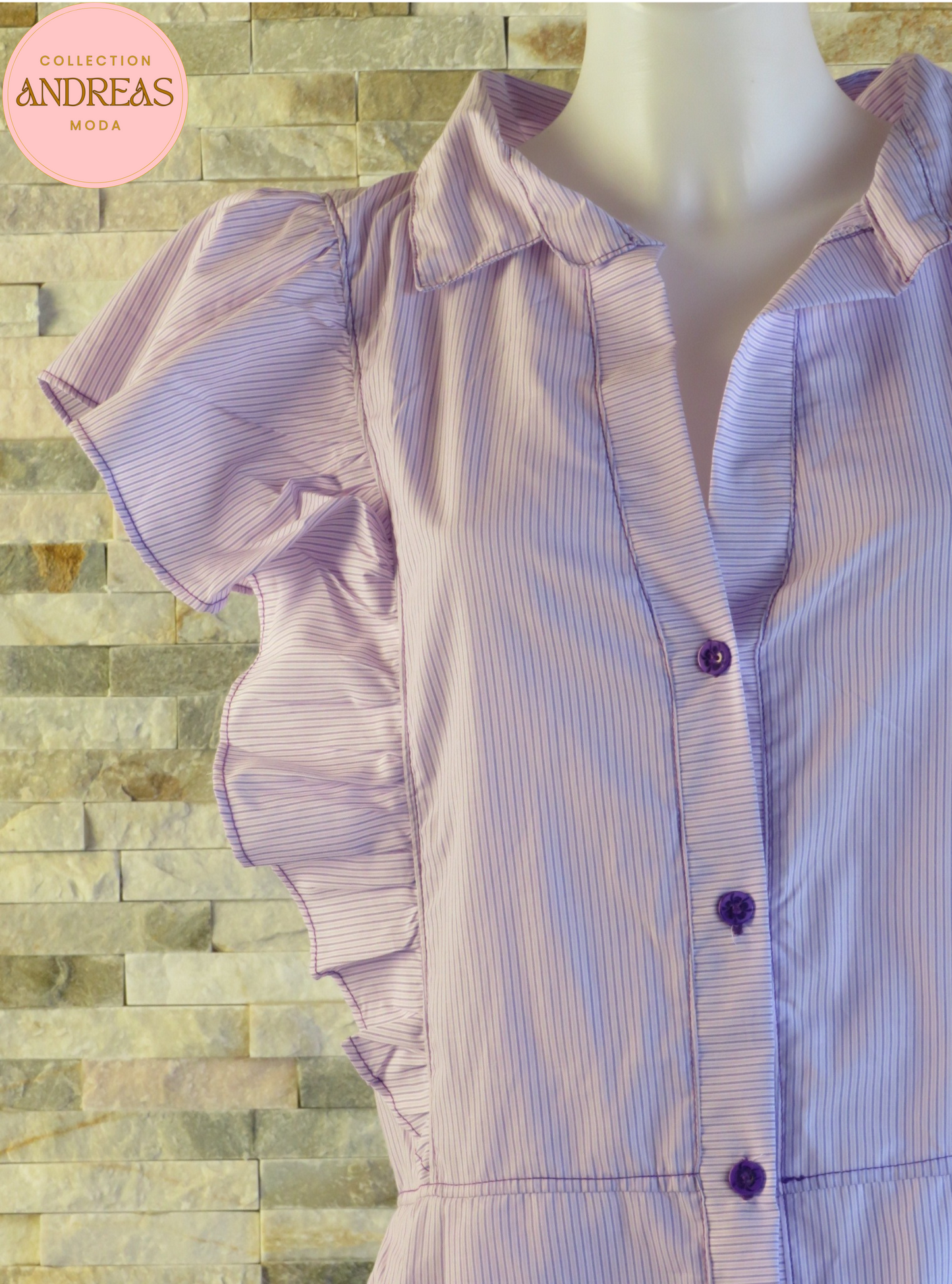 Vestido de algodon rayas moradas