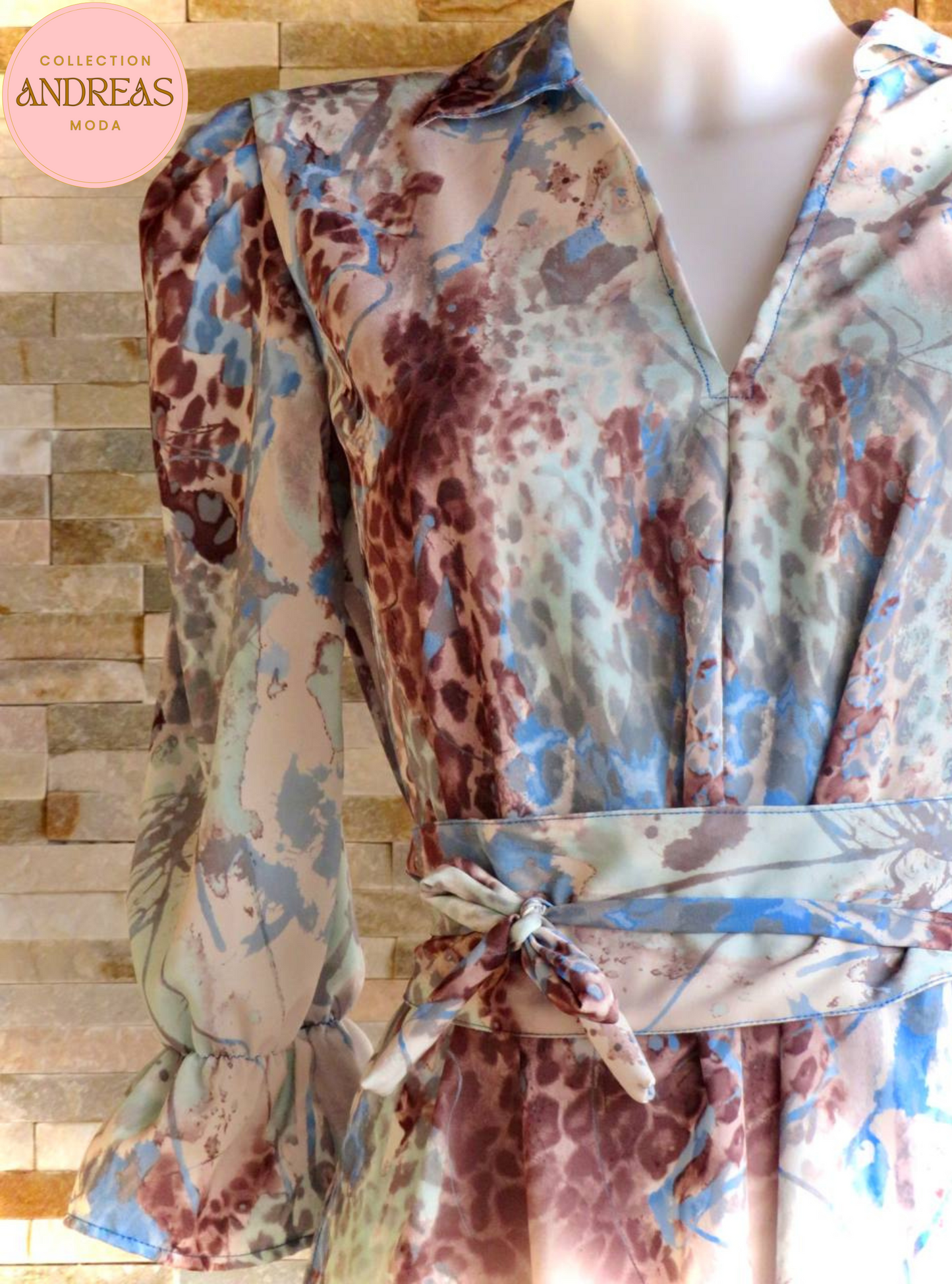 Vestido largo estampado azul